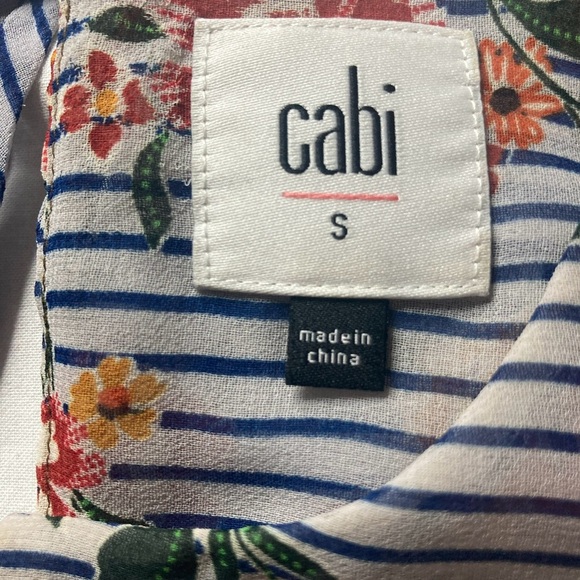 CAbi Floral Striped Bonita Sleeveless Blouse Size Small - Picture 4 of 6